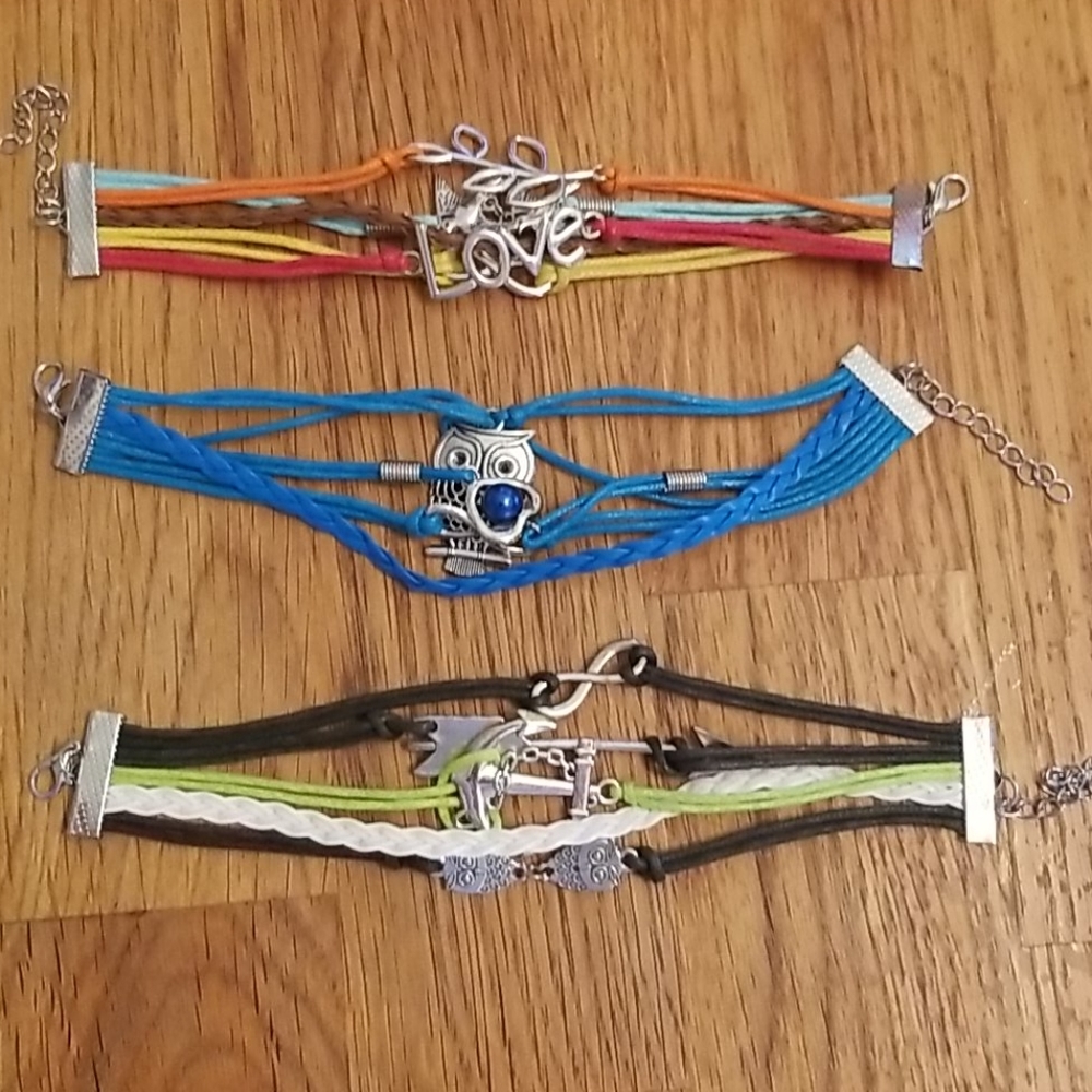 Owl Love Bracelets lot of  3